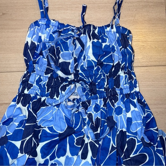 FAITHFULL THE BRAND Adalyn Midi Dress Blue Canaria Print Smocked Size 2 XS Small - Picture 14 of 16